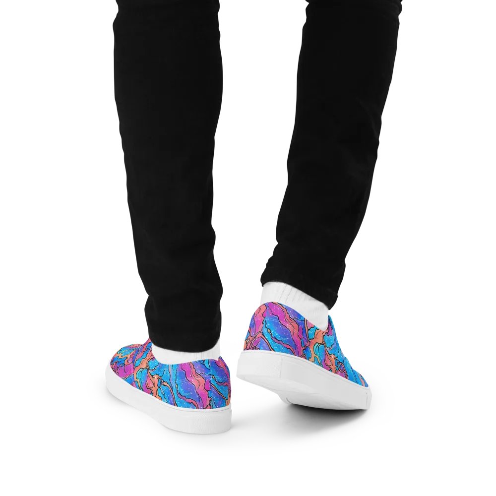 Tidal Confetti on Men's Lace-Up Canvas Shoes — Back