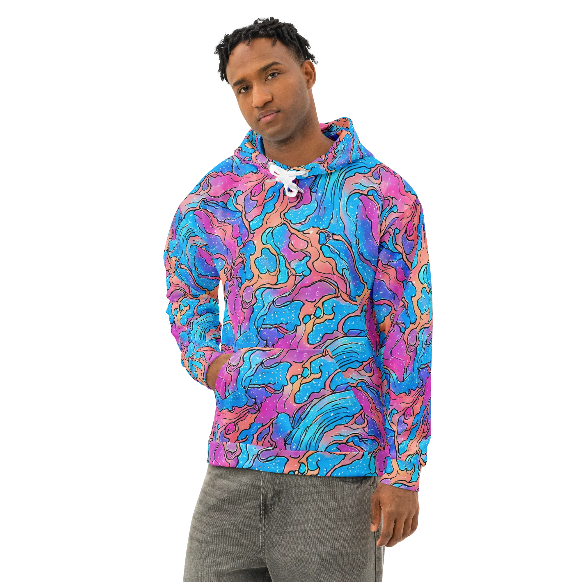 Tidal Confetti on Cotton Hoodie — Left Front