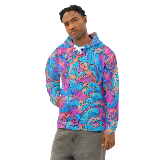 Tidal Confetti on a Cotton Hoodie