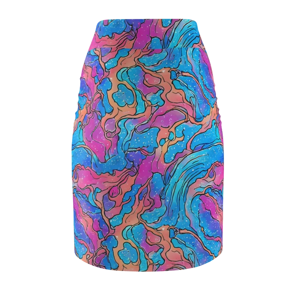 Tidal Confetti on Pencil Skirt — Back