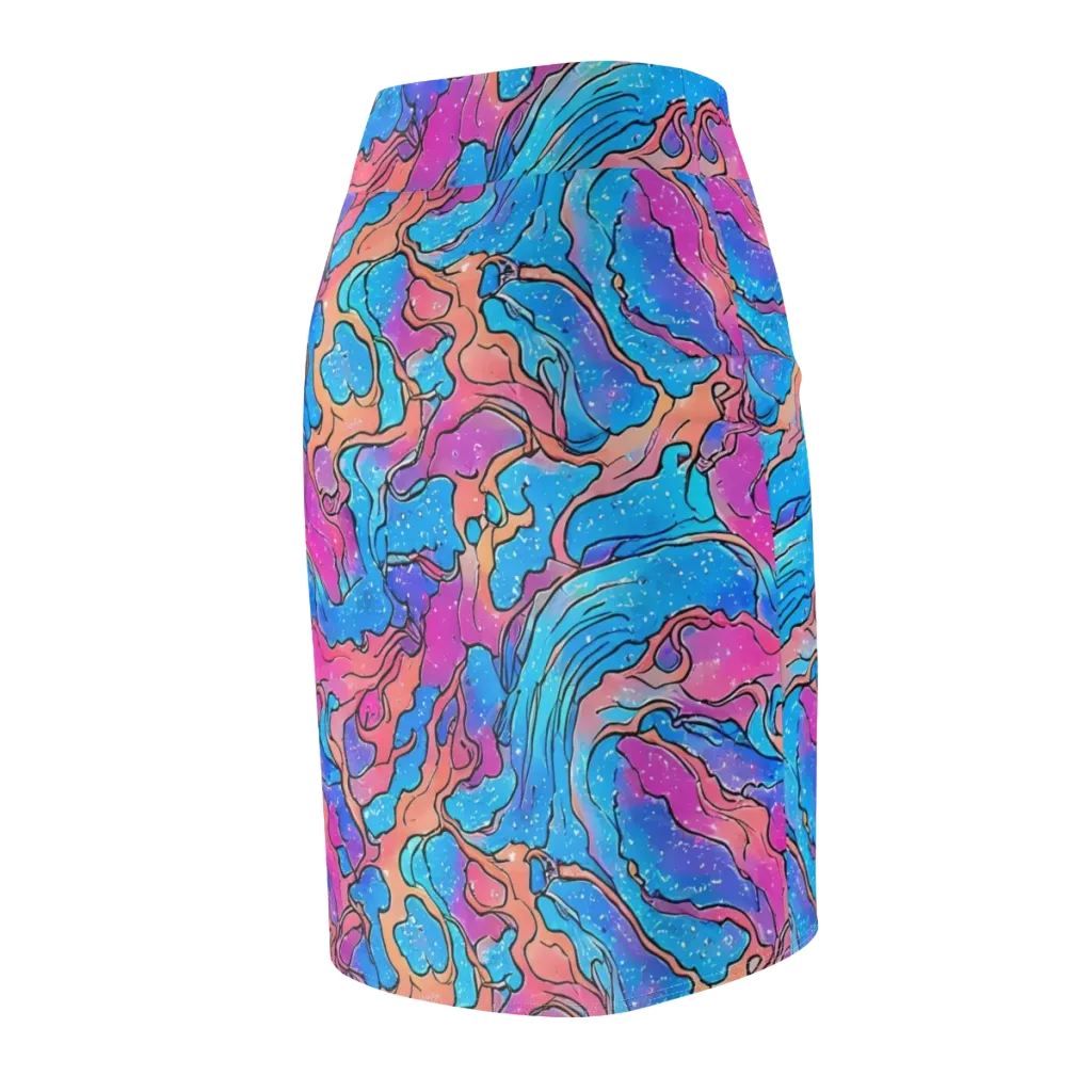 Tidal Confetti on Pencil Skirt — Back Side