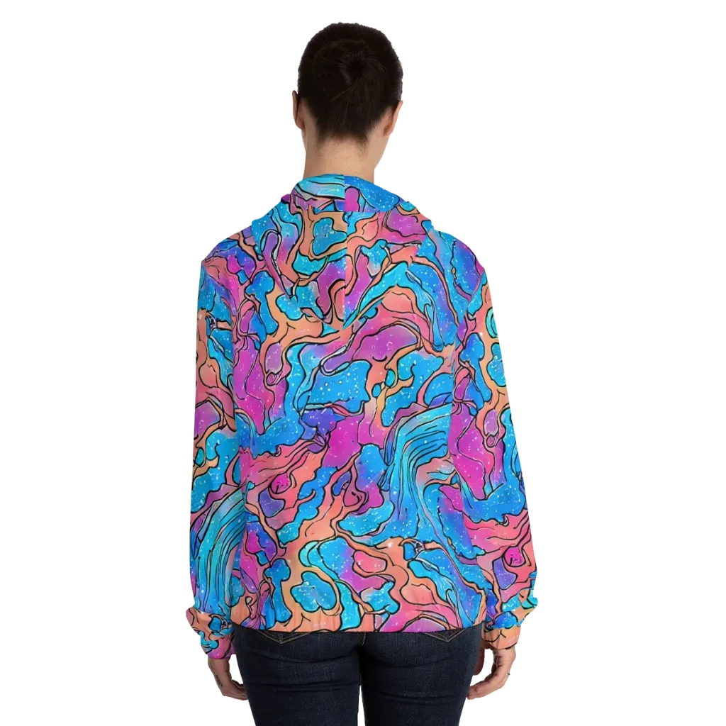 Tidal Confetti on Women's Full-Zip Hoodie — Back On Person