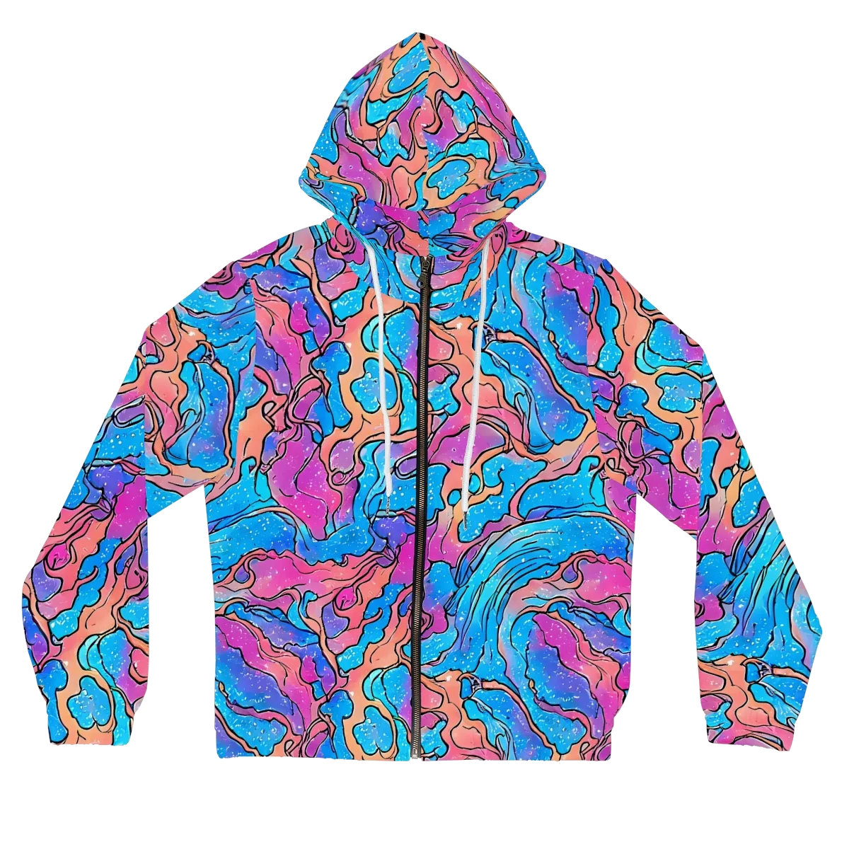 Tidal Confetti on Women's Full-Zip Hoodie — Front