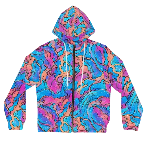 Tidal Confetti on a Women's Full-Zip Hoodie