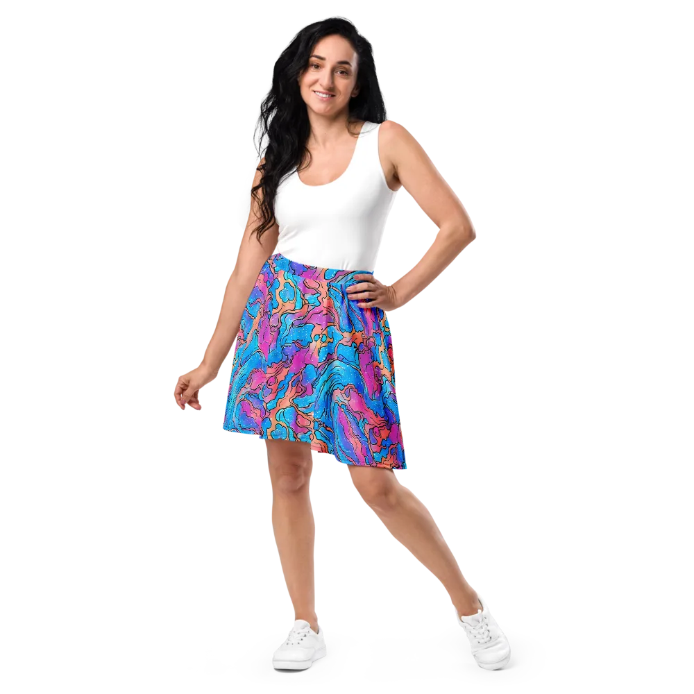 Tidal Confetti on Skater Skirt — Front