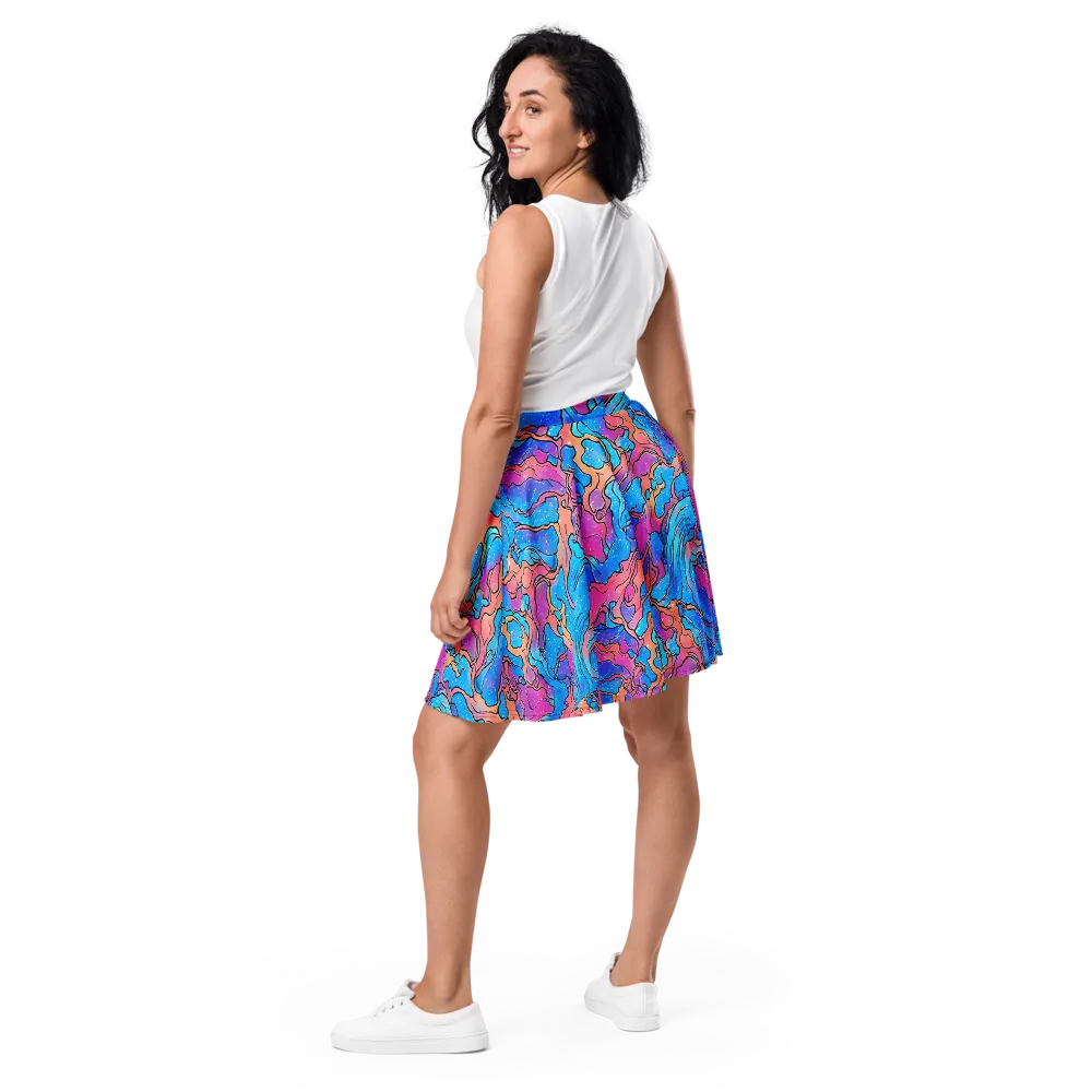 Tidal Confetti on Skater Skirt — Back
