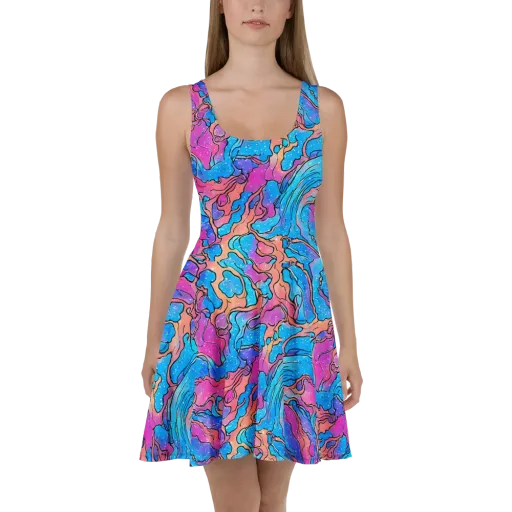 Tidal Confetti on a Skater Dress