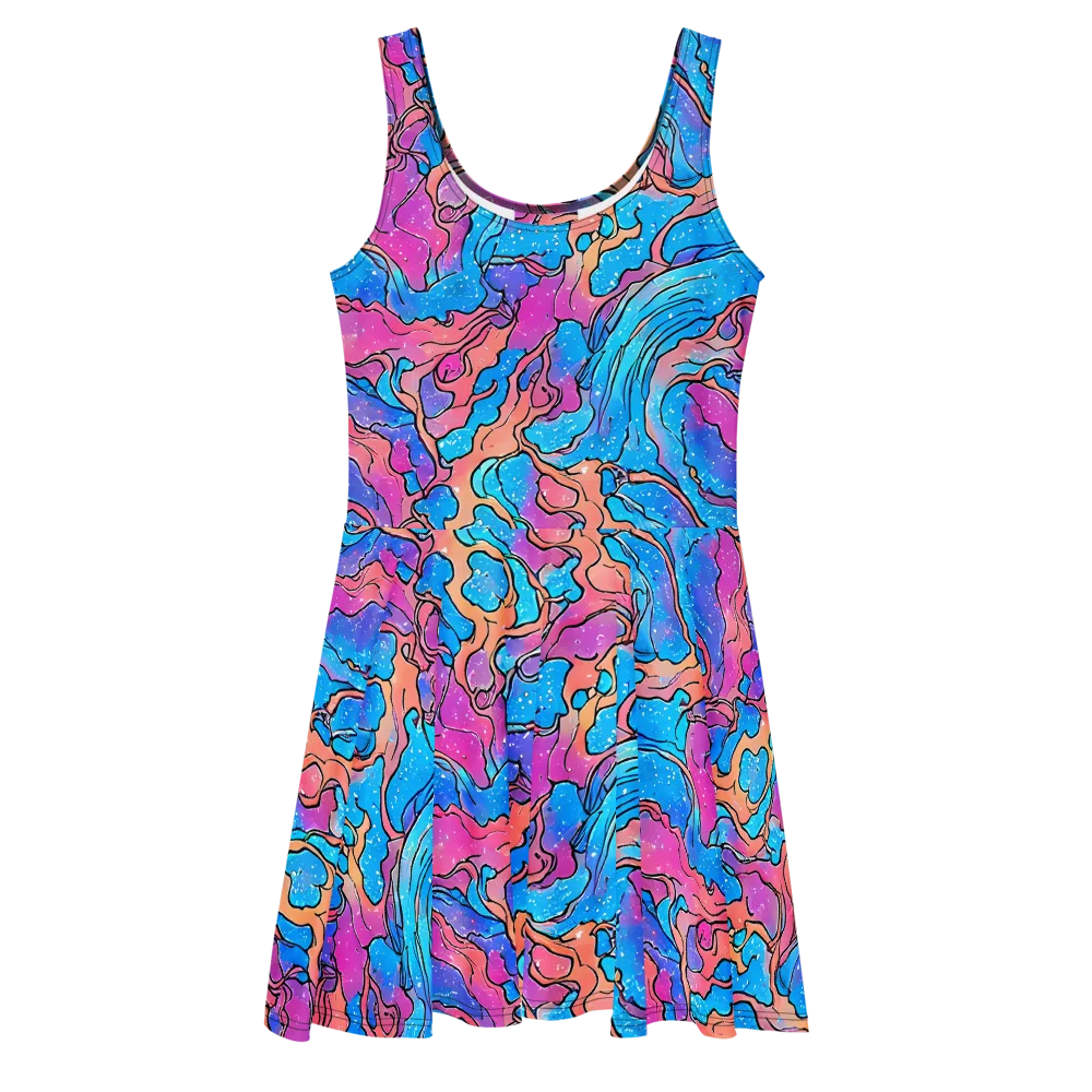 Tidal Confetti on Skater Dress — Front