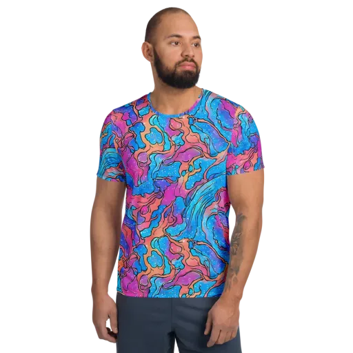 Tidal Confetti on a Men's Athletic T-Shirt