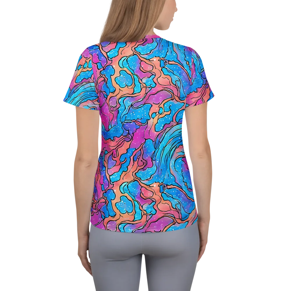 Tidal Confetti on Women's Athletic T-Shirt — Back