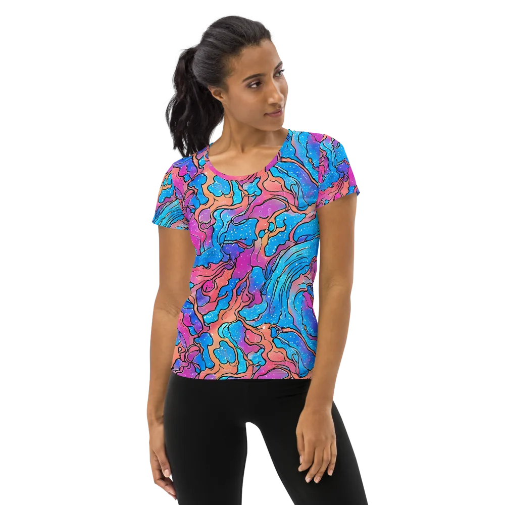 Tidal Confetti on Women's Athletic T-Shirt — Front