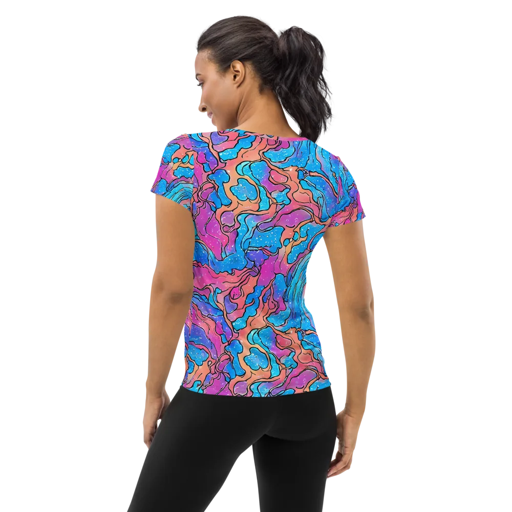 Tidal Confetti on Women's Athletic T-Shirt — Back