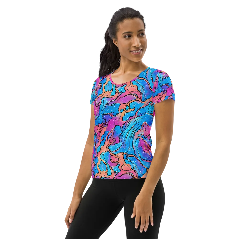 Tidal Confetti on Women's Athletic T-Shirt — Left