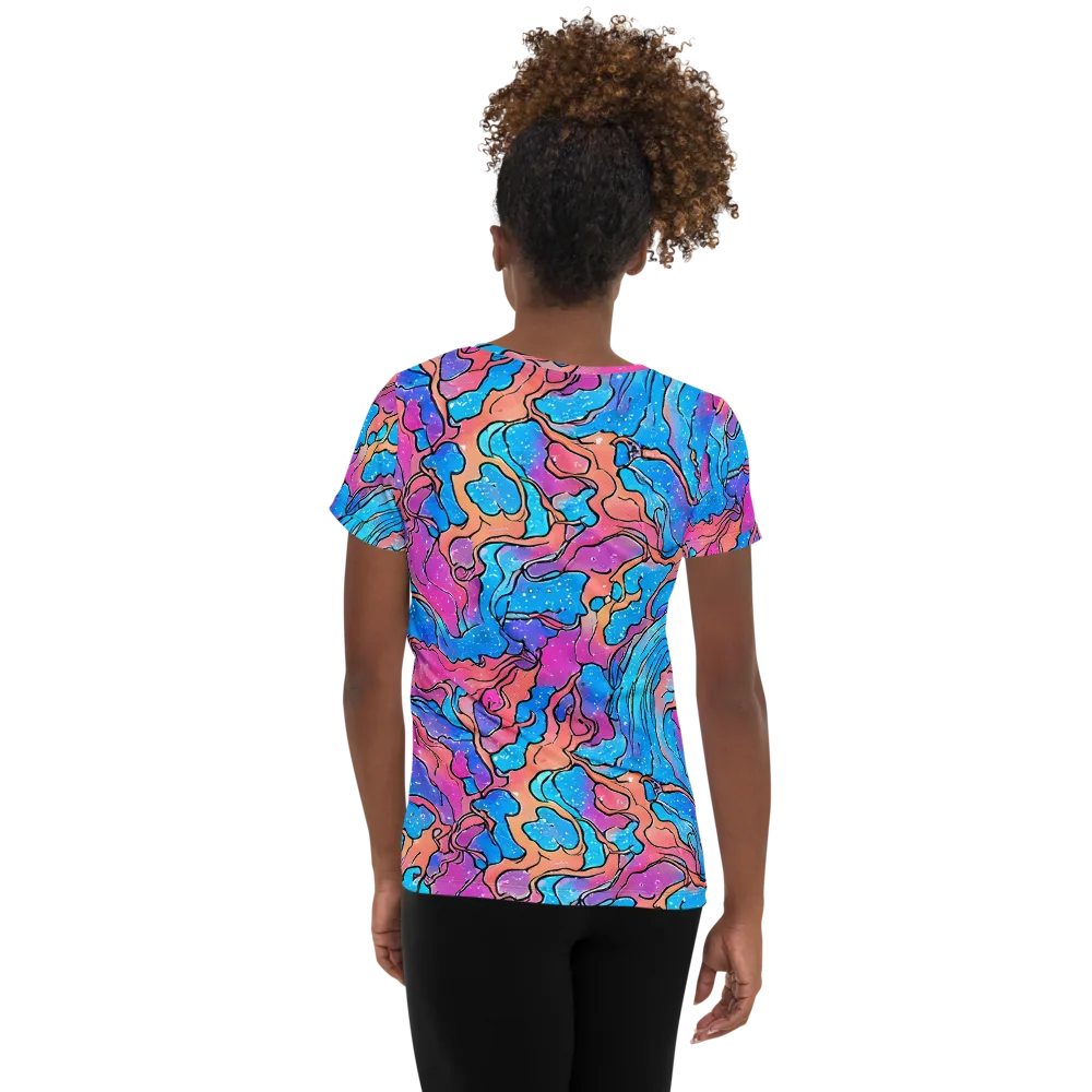Tidal Confetti on Women's Athletic T-Shirt — Back