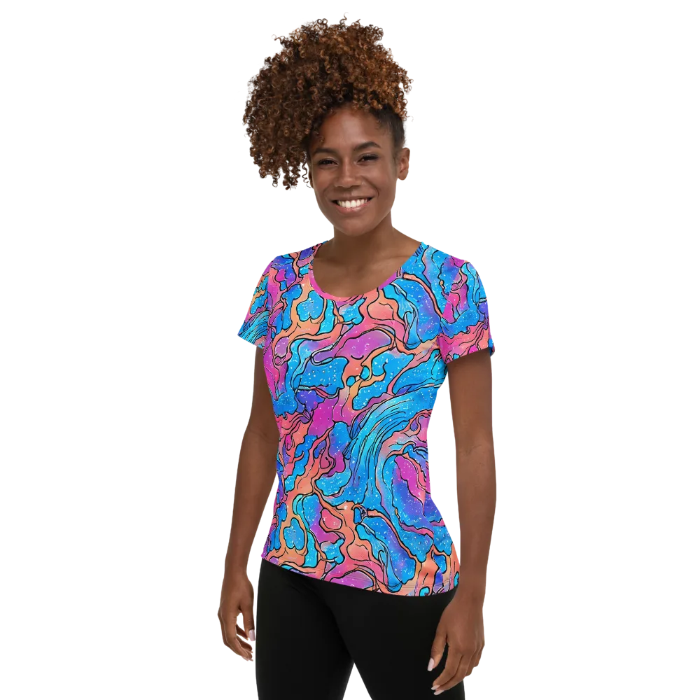 Tidal Confetti on Women's Athletic T-Shirt — Left
