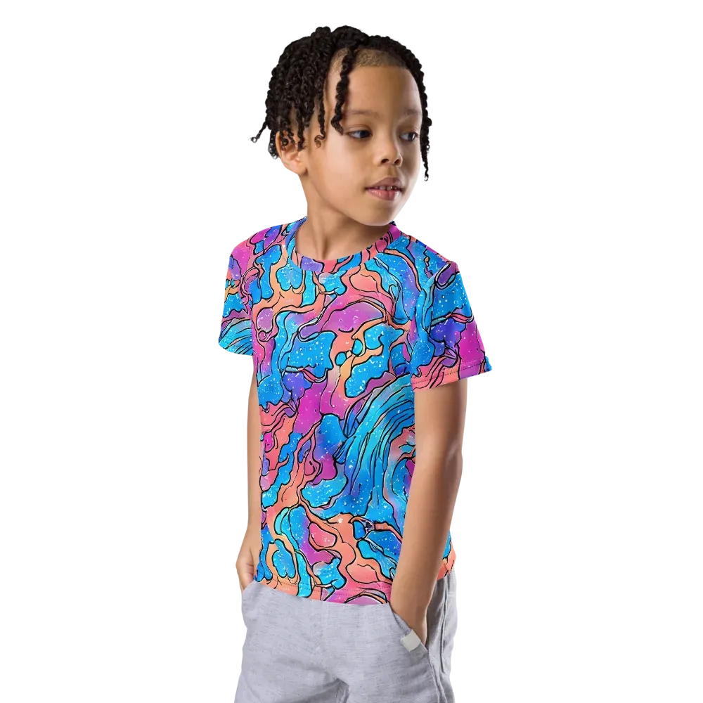 Tidal Confetti on Kids Crew Neck T-Shirt — Left Front
