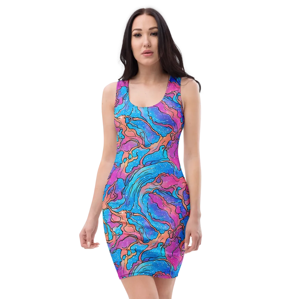 Tidal Confetti on Bodycon Dress — Front