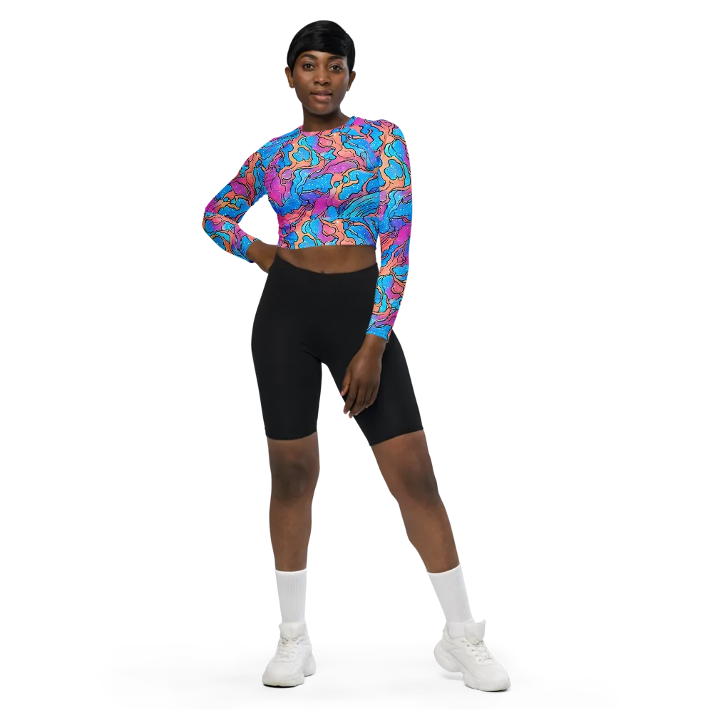 Tidal Confetti on Long Sleeve Crop Top — Front