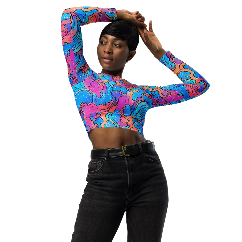 Tidal Confetti on Long Sleeve Crop Top — Front