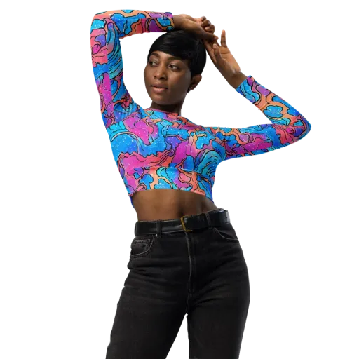 Tidal Confetti on a Long Sleeve Crop Top