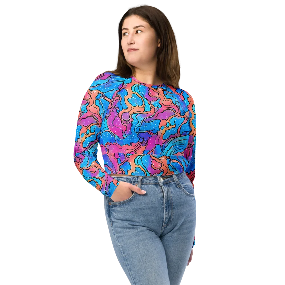 Tidal Confetti on Long Sleeve Crop Top — Front
