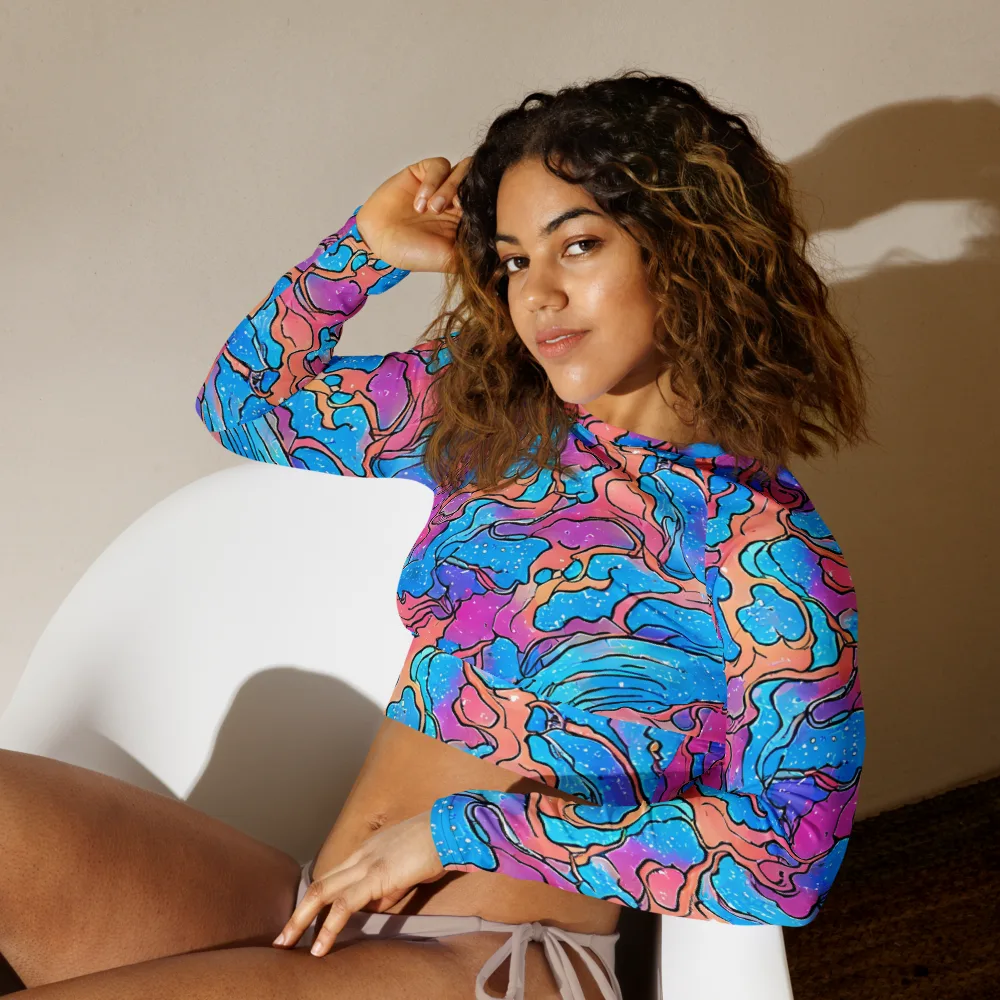 Tidal Confetti on Long Sleeve Crop Top — Left Front