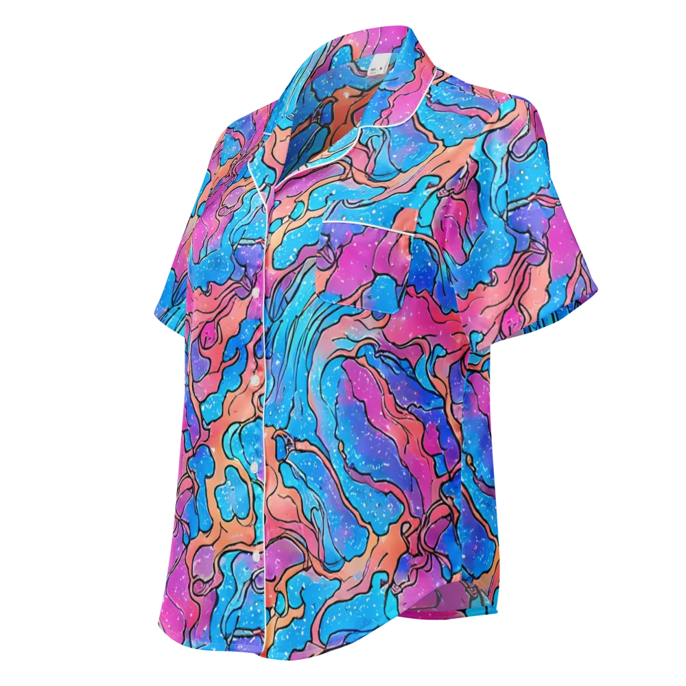 Tidal Confetti on Women's Short Sleeve Pajama Top — Left Front