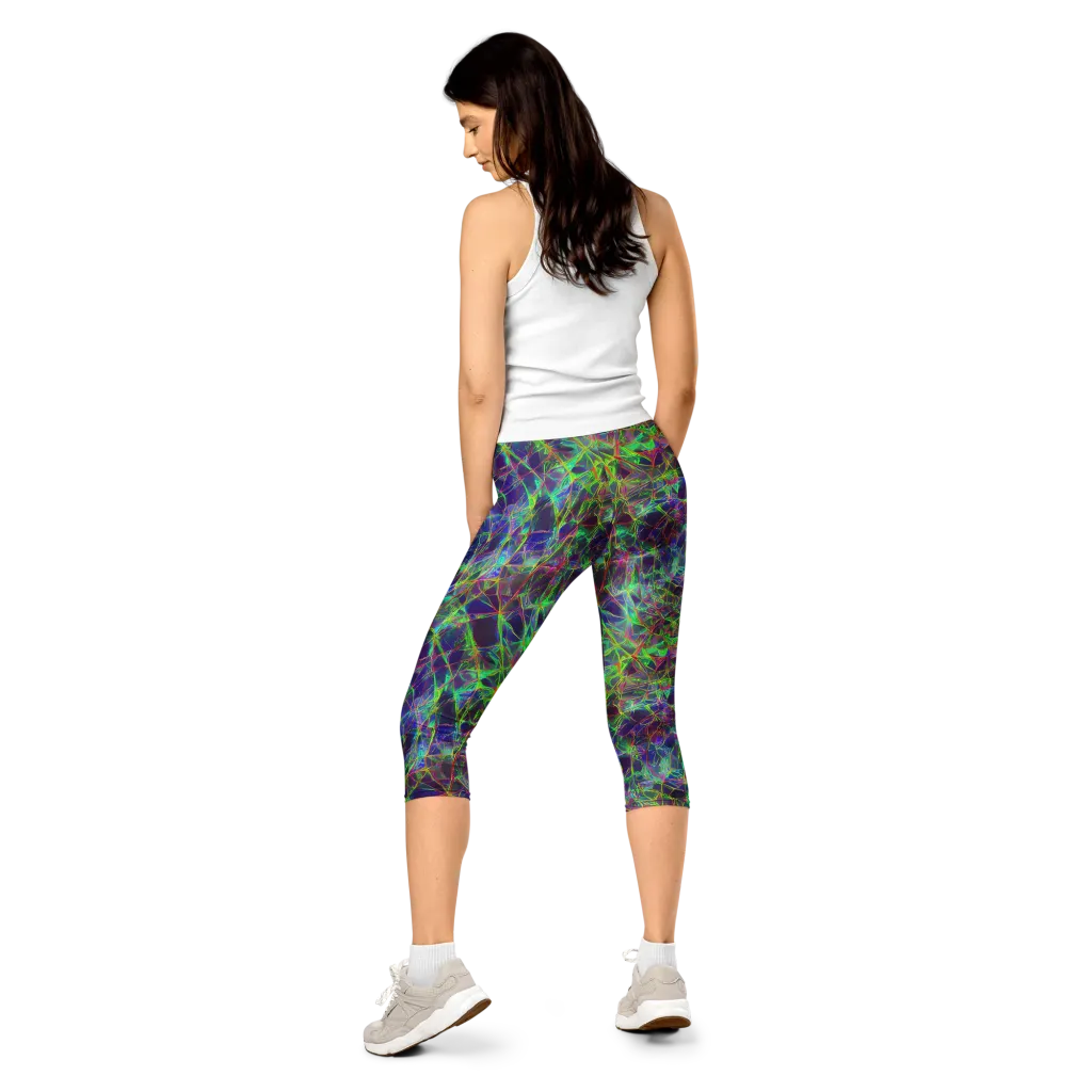 Kaleido Grove on Capri Leggings — Back