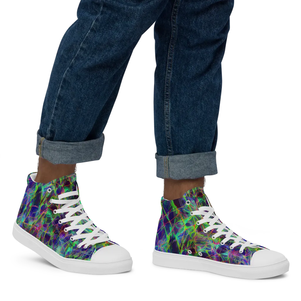 Kaleido Grove on Men's High Top Canvas Shoes — Right