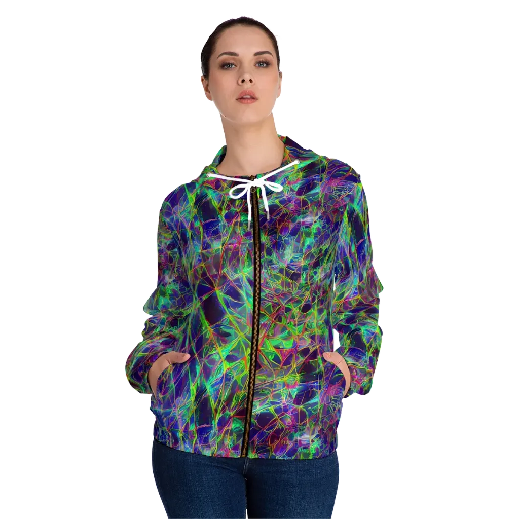 Kaleido Grove on Women's Full-Zip Hoodie — Front On Person
