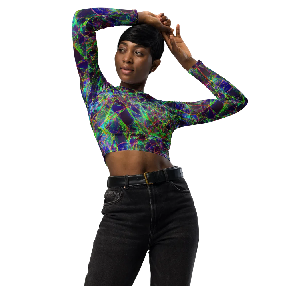 Kaleido Grove on Long Sleeve Crop Top — Front