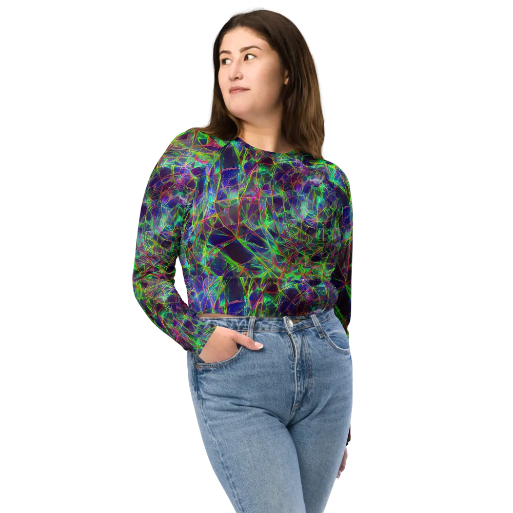 Kaleido Grove on Long Sleeve Crop Top — Front