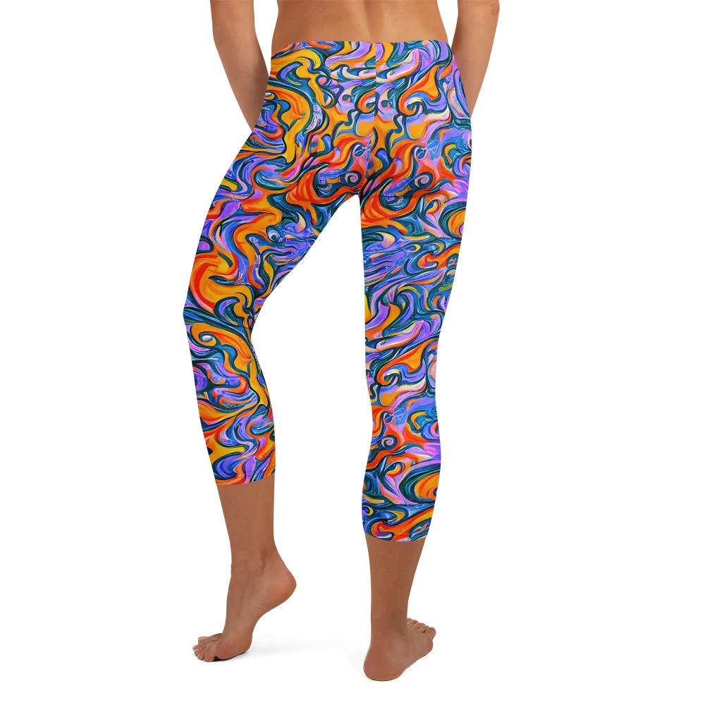 Kaleidoscopic Flux on Capri Leggings — Back