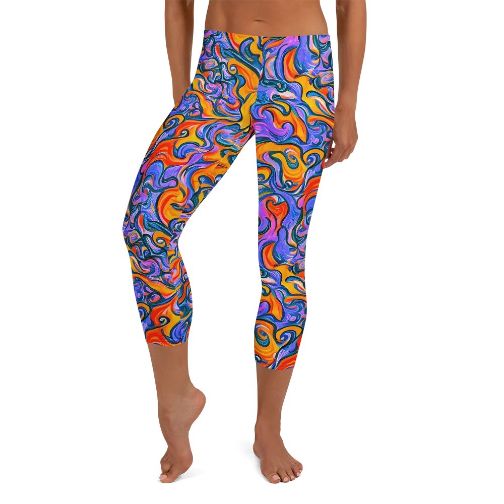Kaleidoscopic Flux on Capri Leggings — Front