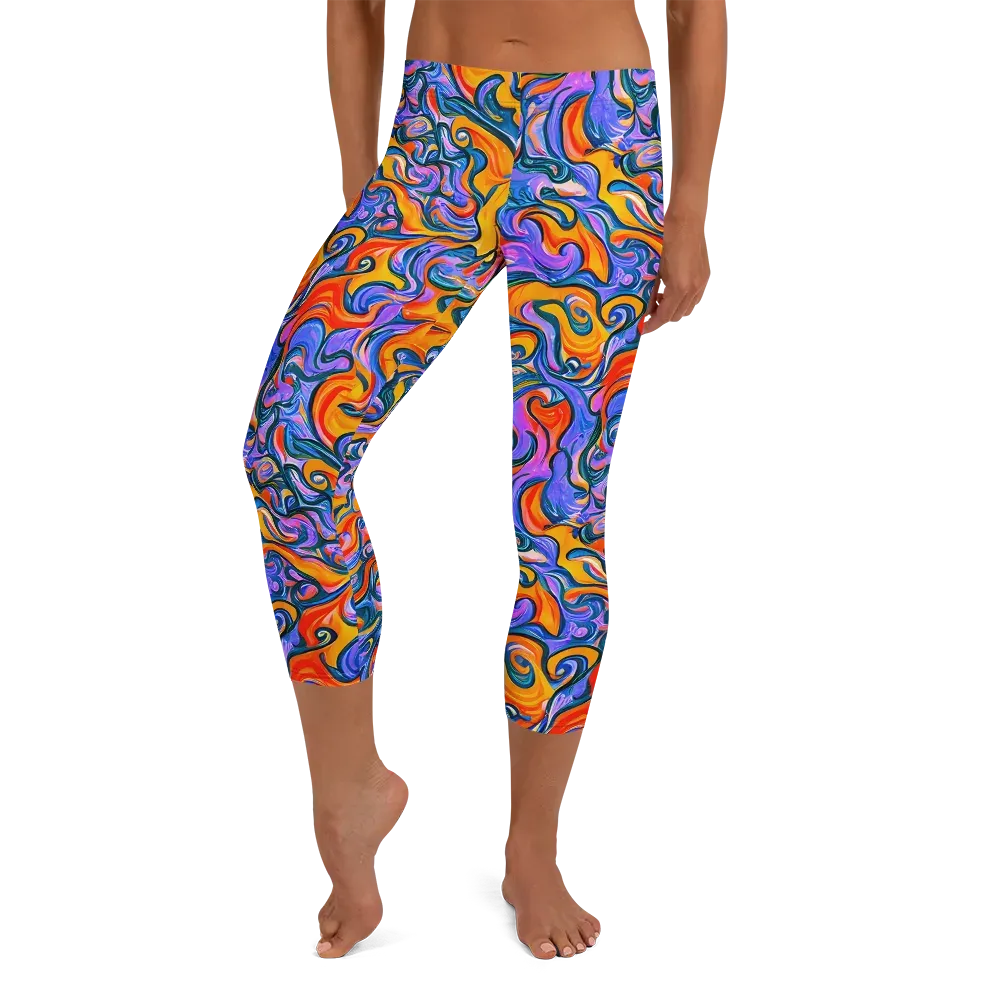 Kaleidoscopic Flux on Capri Leggings — Front