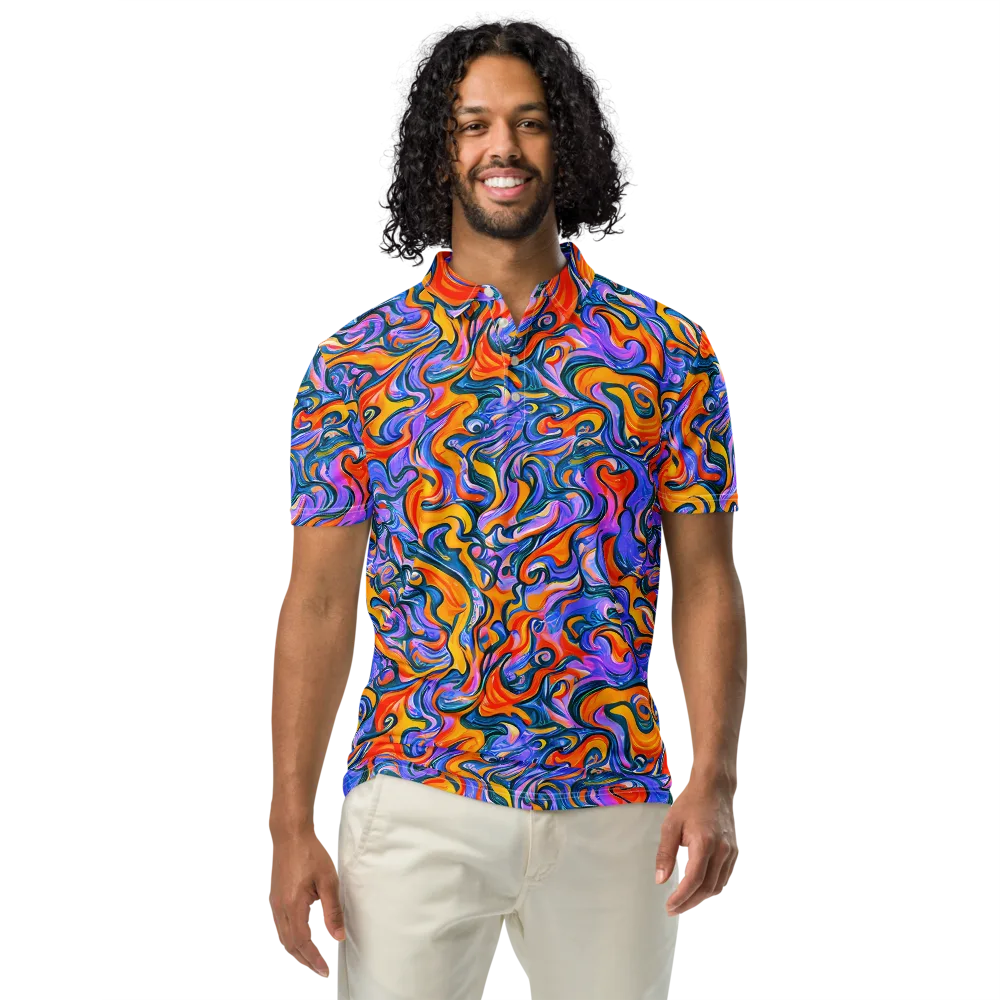 Kaleidoscopic Flux on Men's Slim Fit Polo Shirt — Front