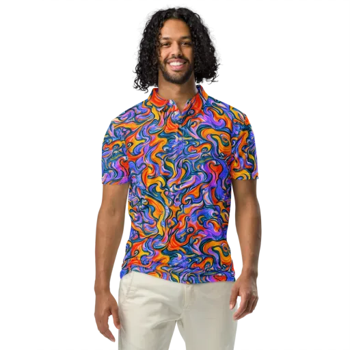 Kaleidoscopic Flux on a Men's Slim Fit Polo Shirt