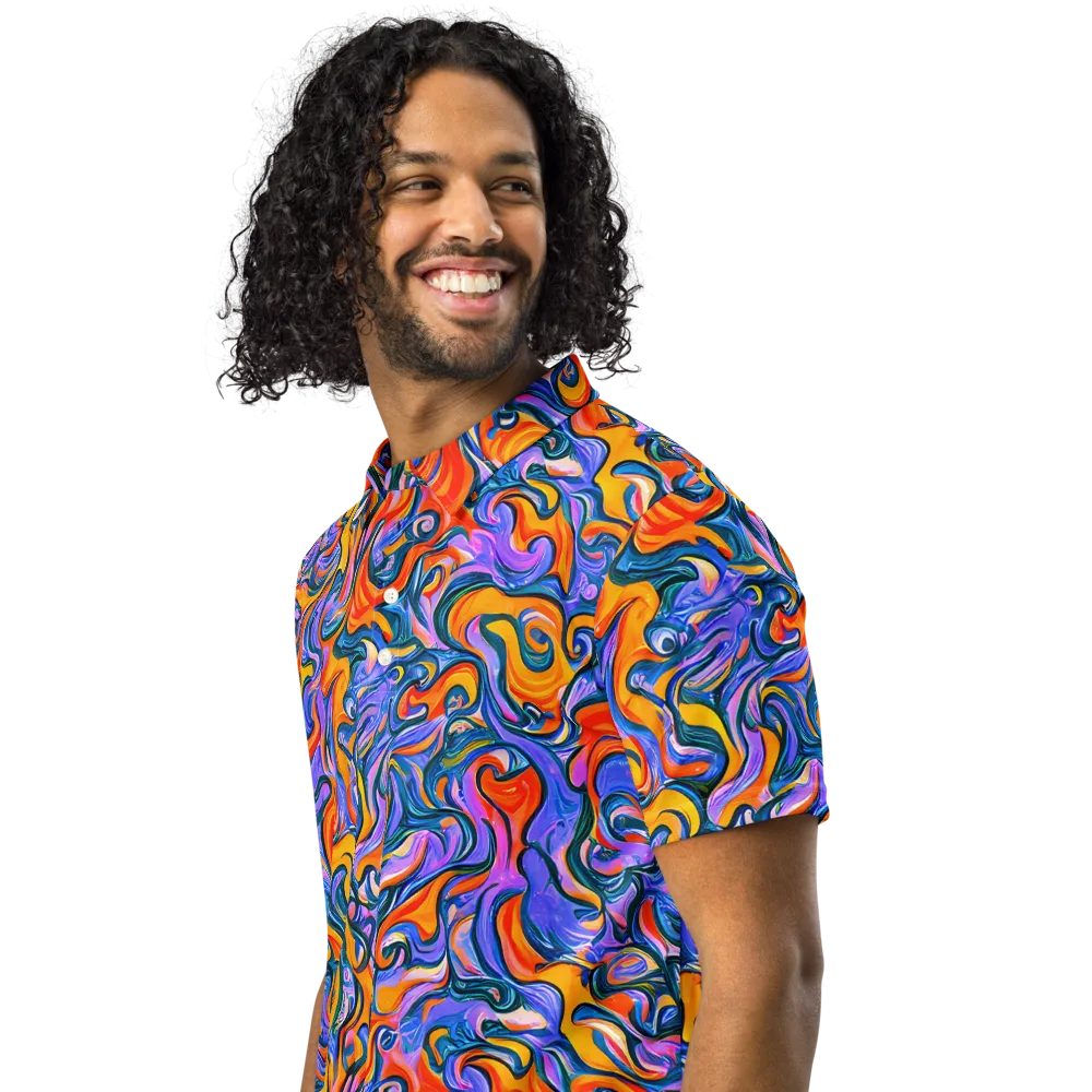 Kaleidoscopic Flux on Men's Slim Fit Polo Shirt — Left Front