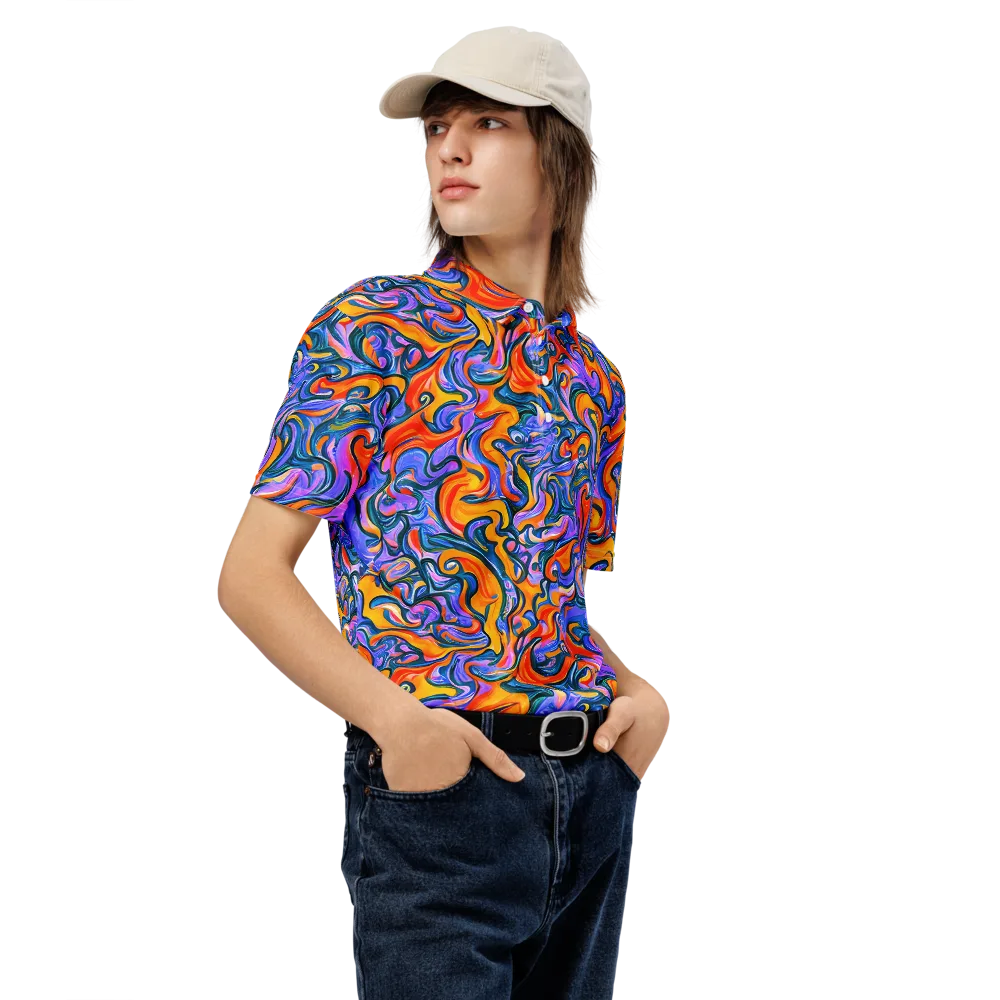 Kaleidoscopic Flux on Men's Slim Fit Polo Shirt — Right Front