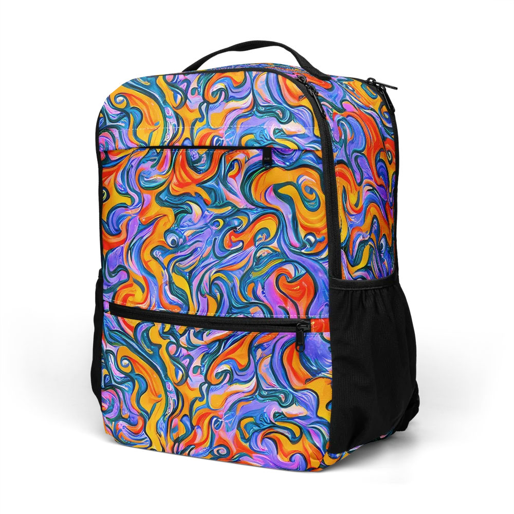 Kaleidoscopic Flux on Utility Backpack — Left Front