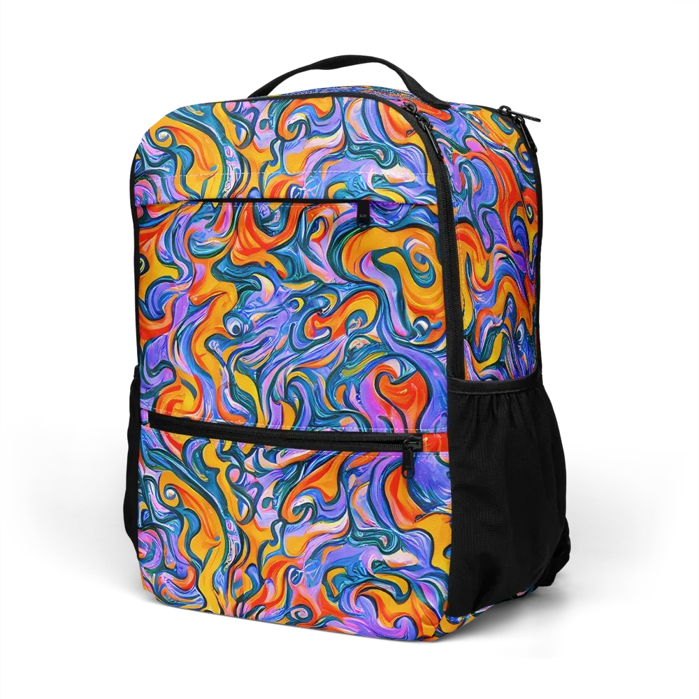 Kaleidoscopic Flux on Utility Backpack — Left Front