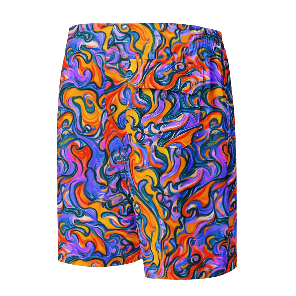 Kaleidoscopic Flux on Men's Board Shorts — Back