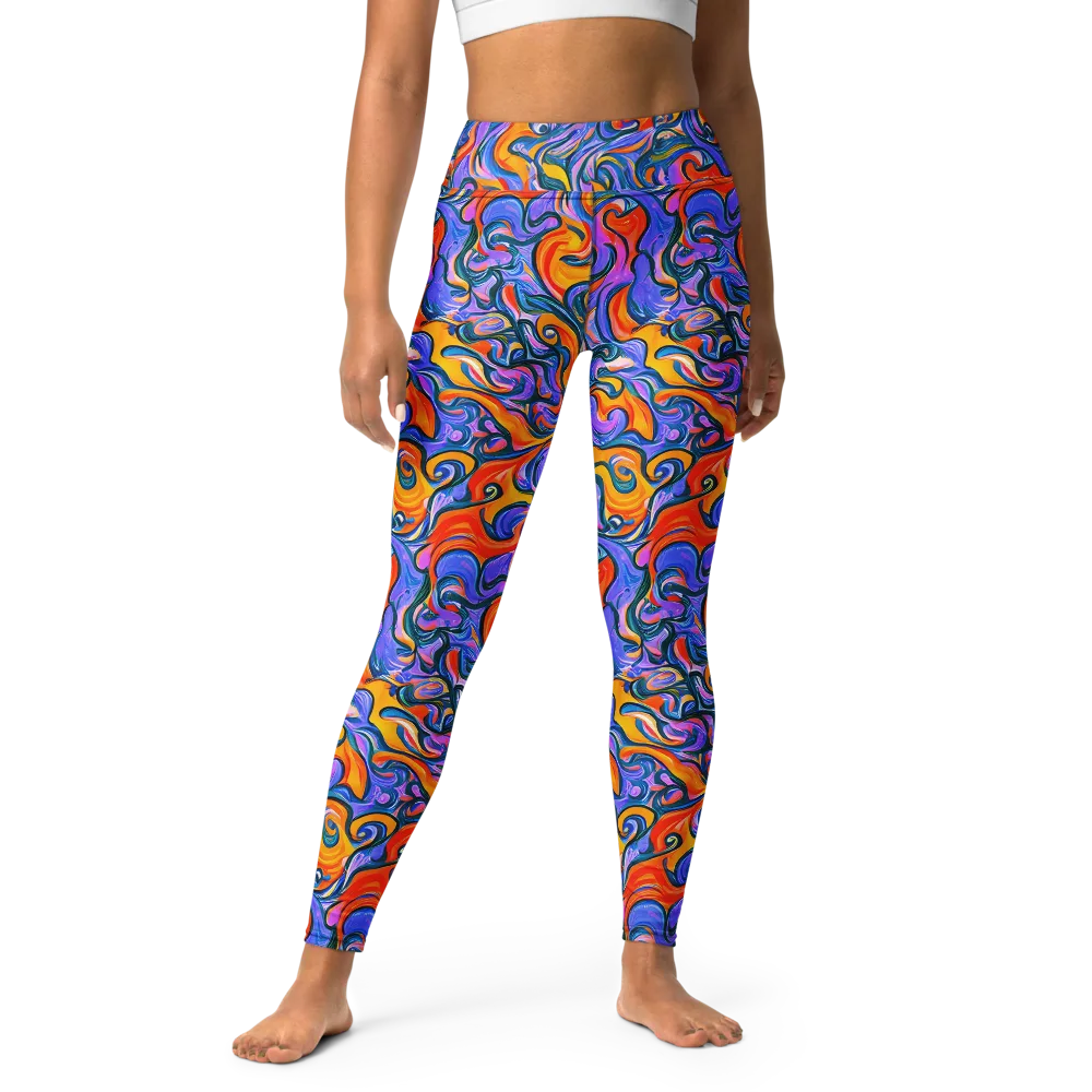 Kaleidoscopic Flux on Yoga Leggings — Front