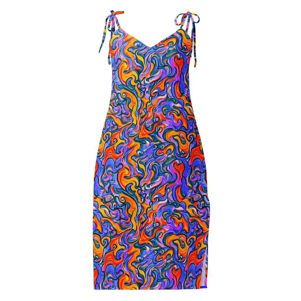 Kaleidoscopic Flux on Slip Dress — Front