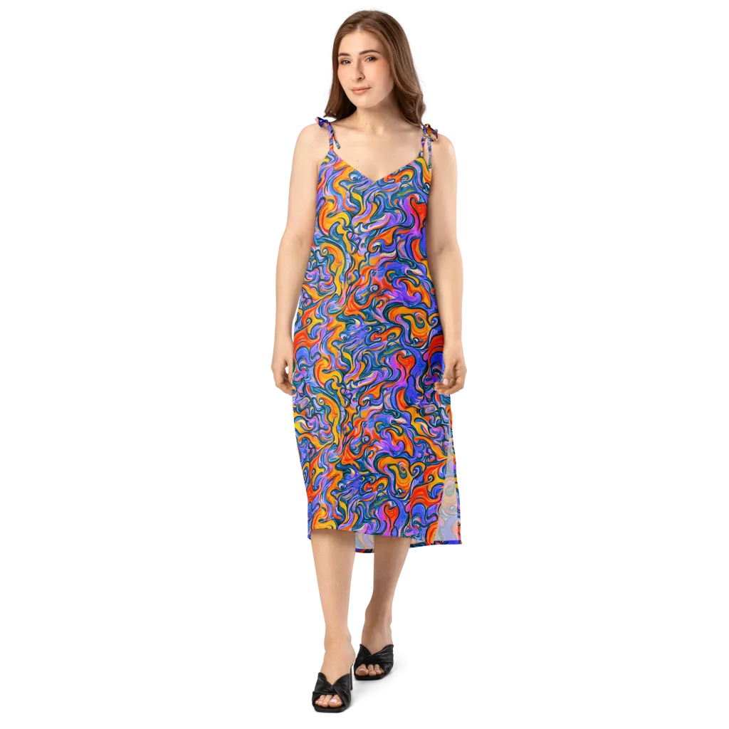 Kaleidoscopic Flux on Slip Dress — Front