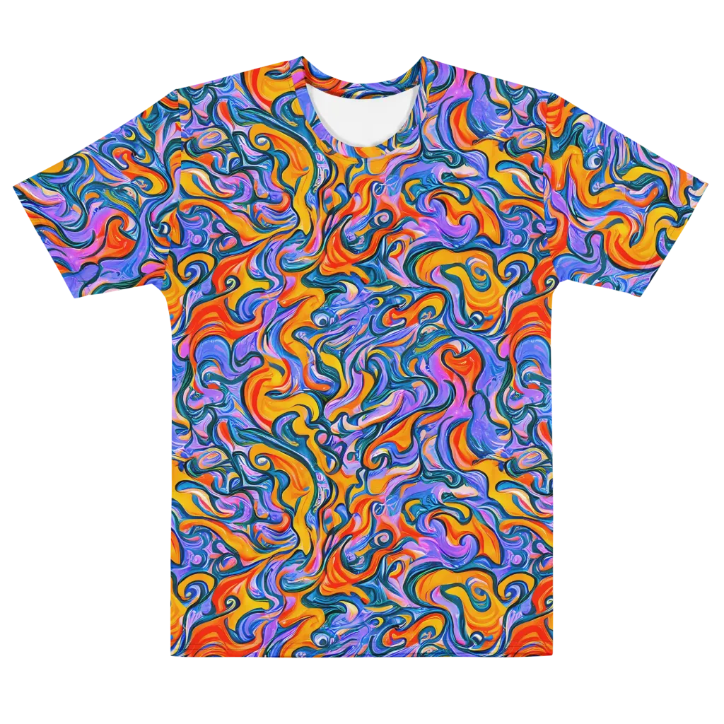 Kaleidoscopic Flux on Men's Cotton Crew Neck T-Shirt — Front