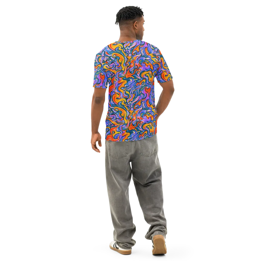Kaleidoscopic Flux on Men's Cotton Crew Neck T-Shirt — Back