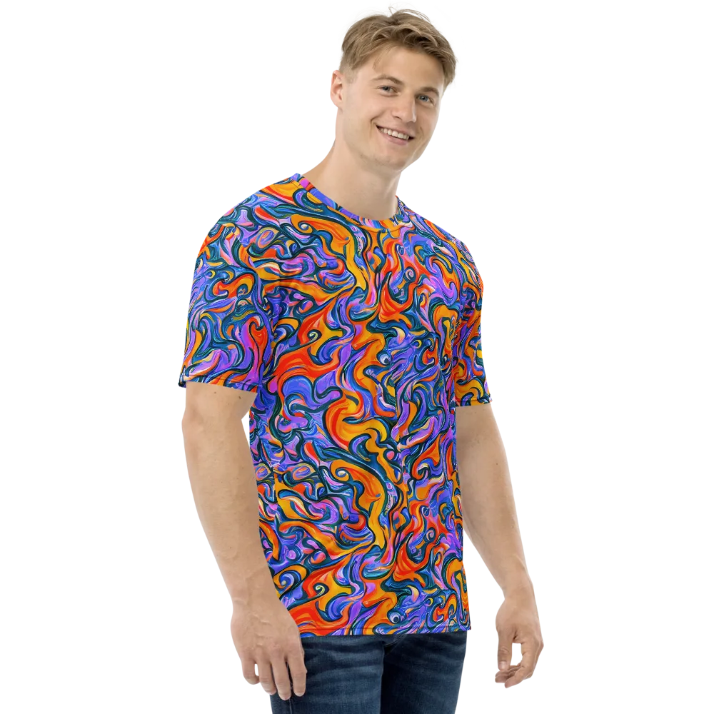 Kaleidoscopic Flux on Men's Crew Neck T-Shirt — Right