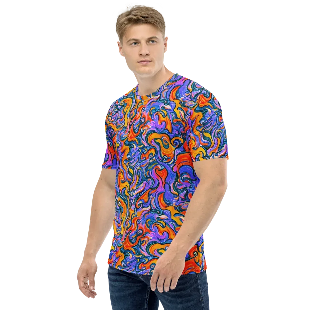 Kaleidoscopic Flux on Men's Crew Neck T-Shirt — Left
