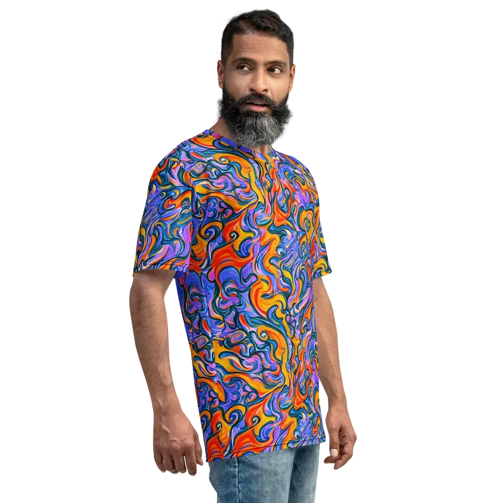 Kaleidoscopic Flux on Men's Crew Neck T-Shirt — Right